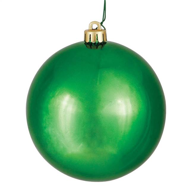 4" Green Shiny Ball UV Drilled 6/Bag
