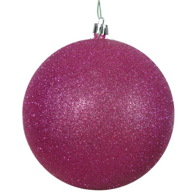 4" Magenta Glitter Ball Drilled 6/Bag