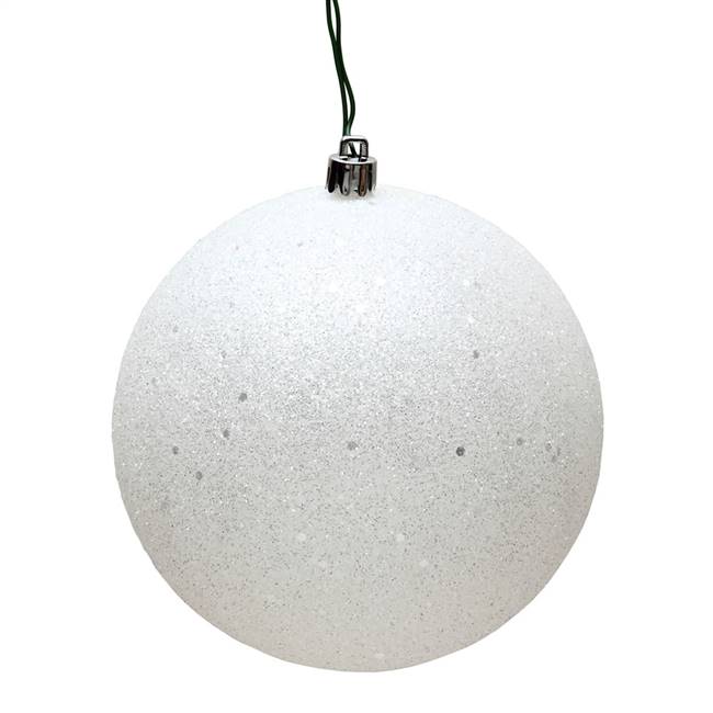 4" White Sequin Ball Drilled 6/Bag