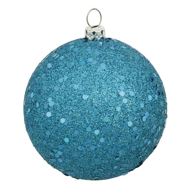 4" Turquoise Sequin Ball Drilled 6/Bag