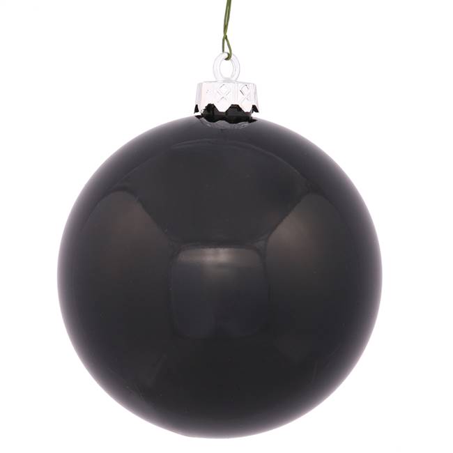 4" Black Shiny Ball UV Drilled 6/Bag