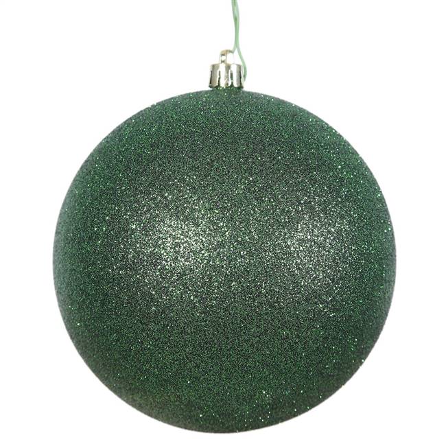 4" Emerald Glitter Ball Drilled 6/Bag