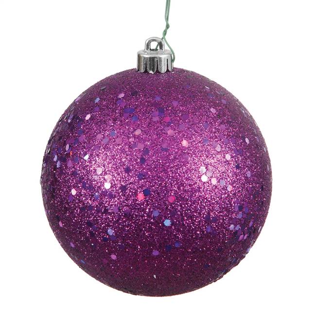 4" Plum Sequin Ball Drilled 6/Bag