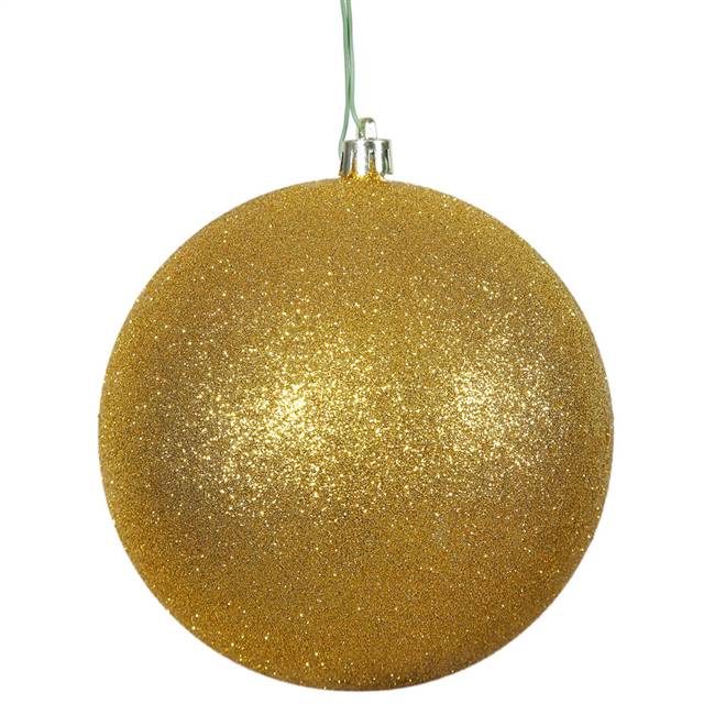 4" Antique Gold Glitt Ball Drilled 6/Bg