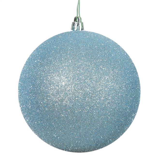 4" Baby Blue Glitter Ball Drilled 6/Bag