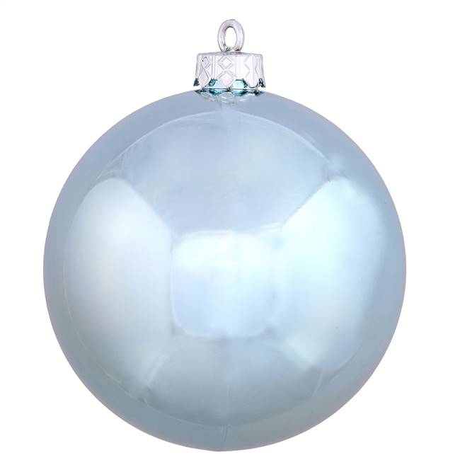 4" Baby Blue Shiny Ball UV Drilled 6/Bag
