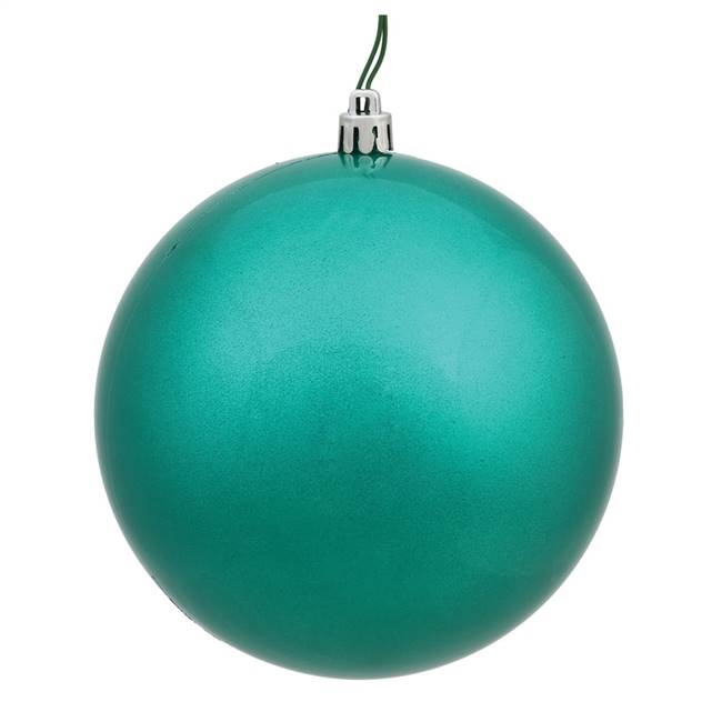 4" Teal Glitter Ball Drilled 6/Bag