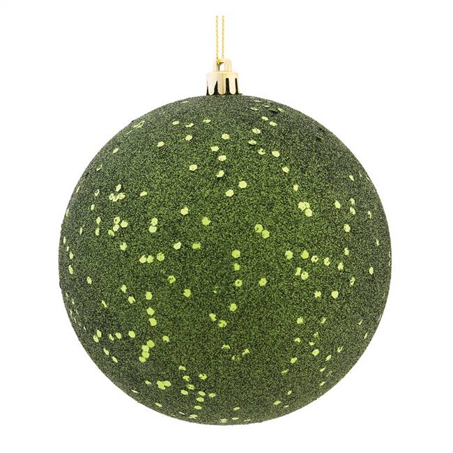 4" Moss Green Sequin Ball Drilled 6/Bag