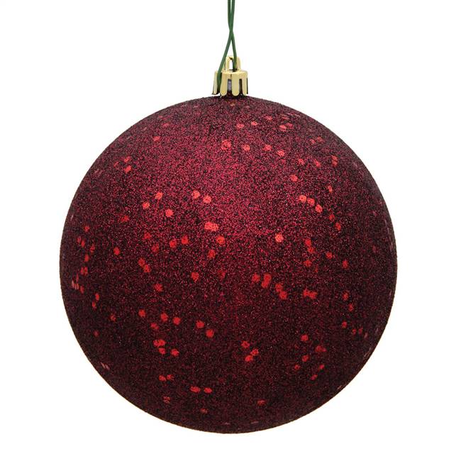 4" Burgundy Sequin Ball Drilled 6/Bag