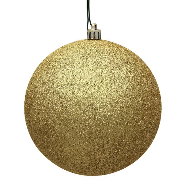 4" Gold Glitter Ball Drilled 6/Bag