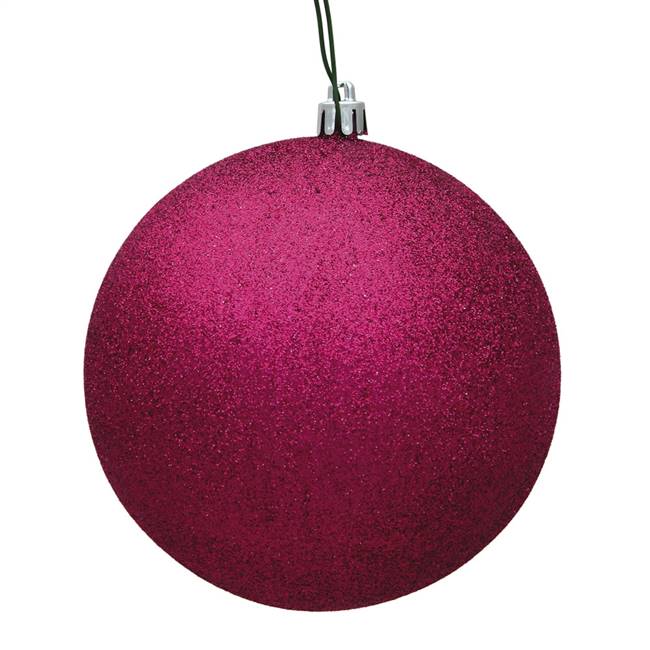 4" Fuchsia Glitter Ball Drilled 6/Bag