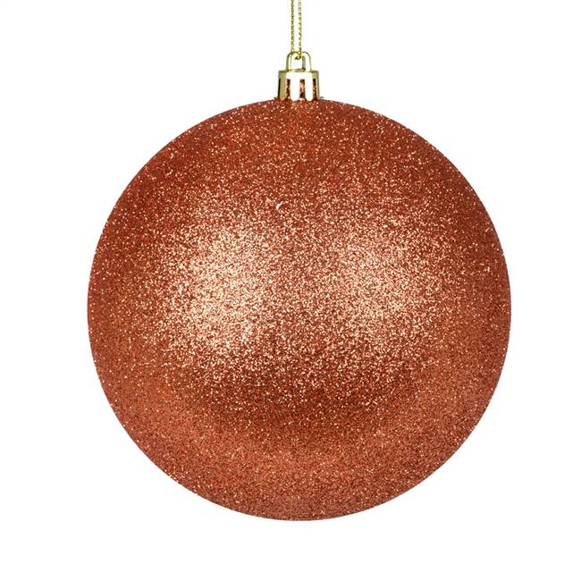 4" Coral Glitter Ball Drilled 6/Bag