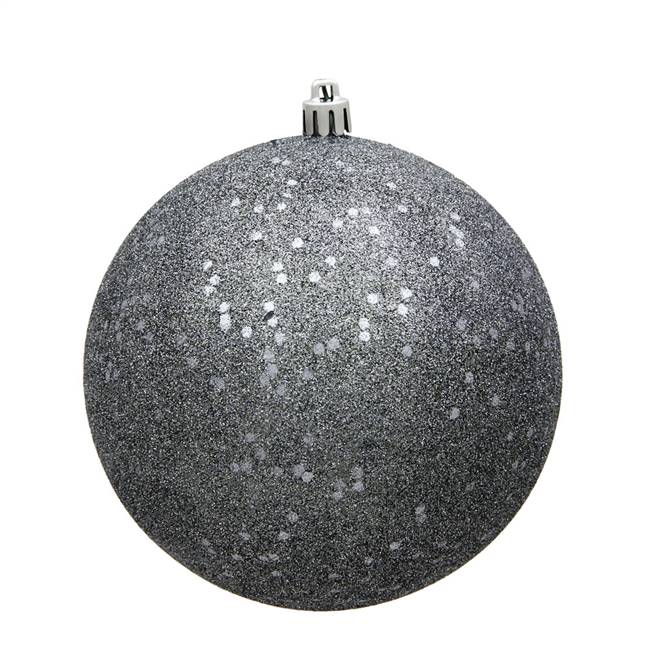 4" Pewter Sequin Ball Drilled 6/Bag