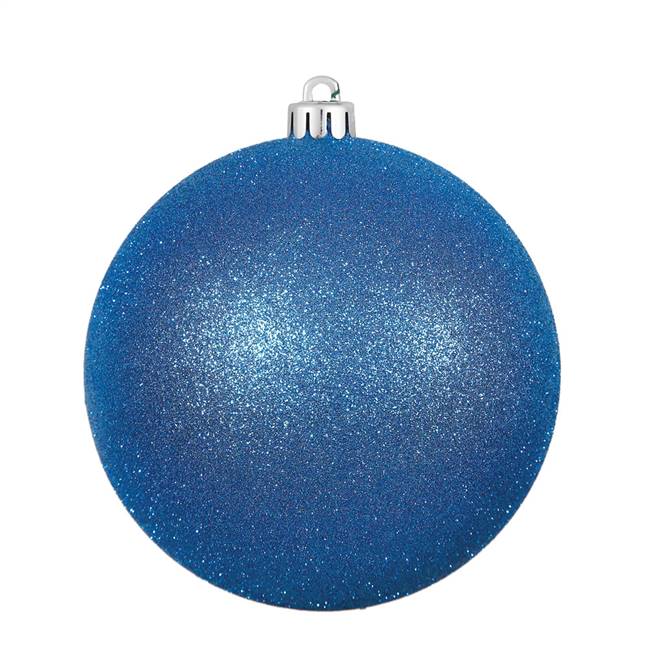 4.75" Blue Glitter Ball Drilled 4/Bag