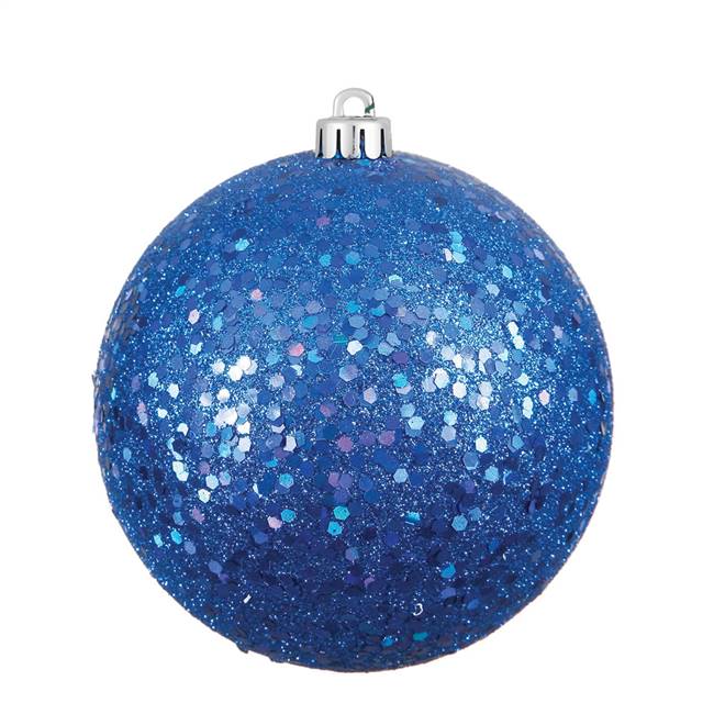 4.75" Blue Sequin Ball Drilled 4/Bag