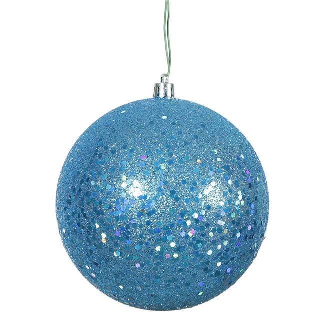 4.75" Turquoise Sequin Ball Drill 4/Bag