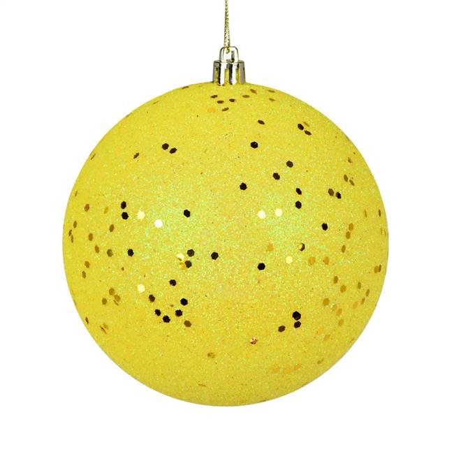 4.75" Yellow Sequin Ball Drilled 4/Bag