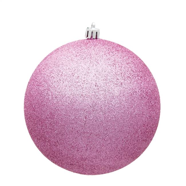 4.75" Pink Glitter Ball Drilled 4/Bag