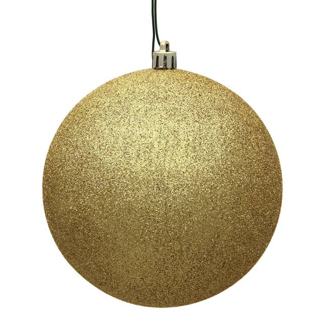 6" Gold Glitter Ball Drilled 4/Bag