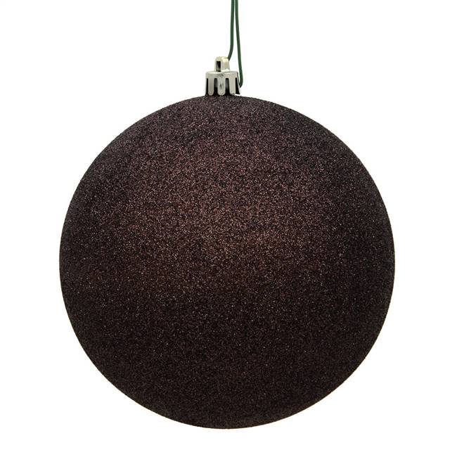 6" Chocolate Glitter Ball Drilled 4/Bag