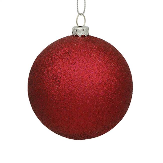 6" Wine Glitter Ball Drilled 4/Bag