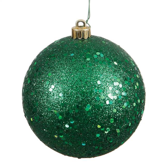 6" Emerald Sequin Ball Drilled 4/Bag