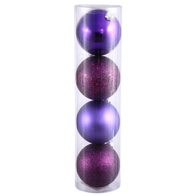 6" Plum 4 Finish Ball Drilled 4/Bag