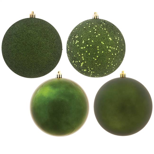 6" Moss Green Ball 4 Finish Asst 4/Bag