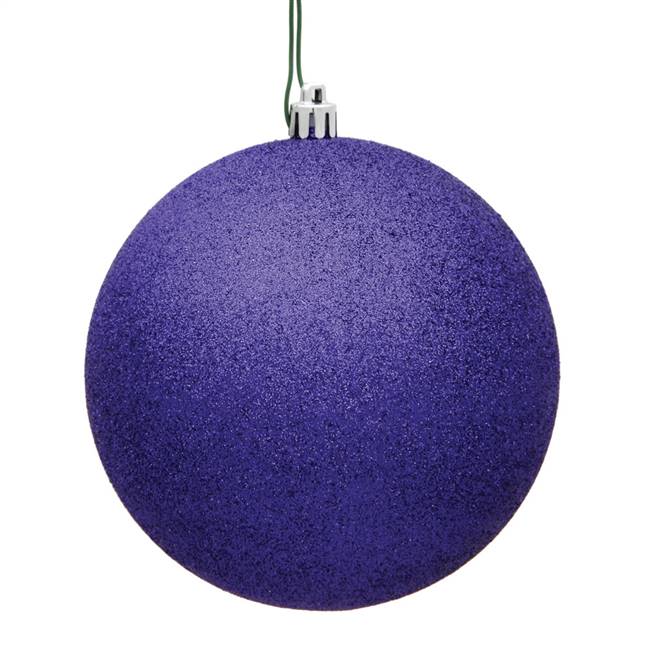 6" Purple Glitter Ball Drilled 4/Bag