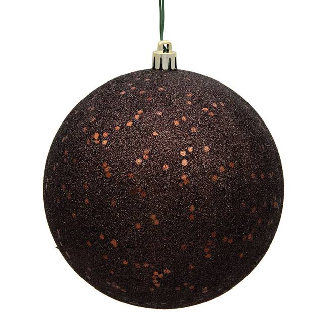 6" Chocolate Sequin Ball Drilled 4/Bag