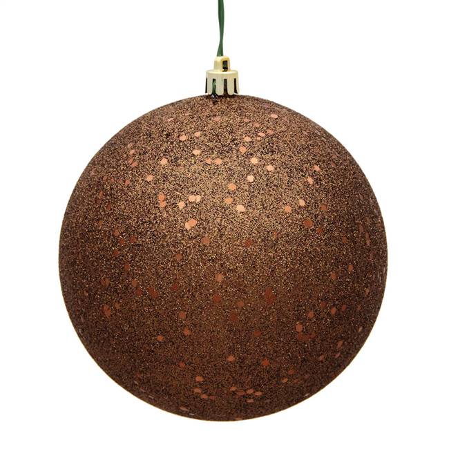 6" Mocha Sequin Ball Drilled 4/Bag