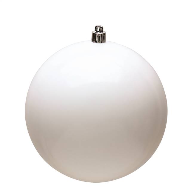 10" White Shiny Ball UV Drilled Cap