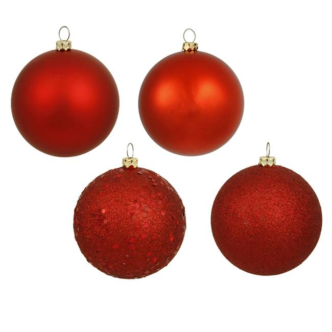 1.6" Christmas Red 4 Finish Orn Asst 96/