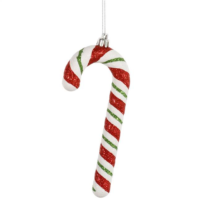 6" Red-White-Green Candy Cane 4/Bx