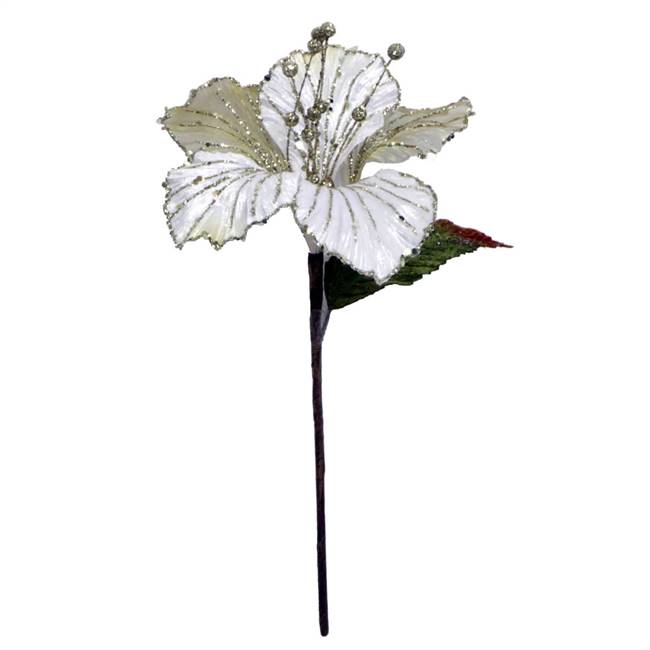 21" Cream Velvet Hibiscus 6" Flower