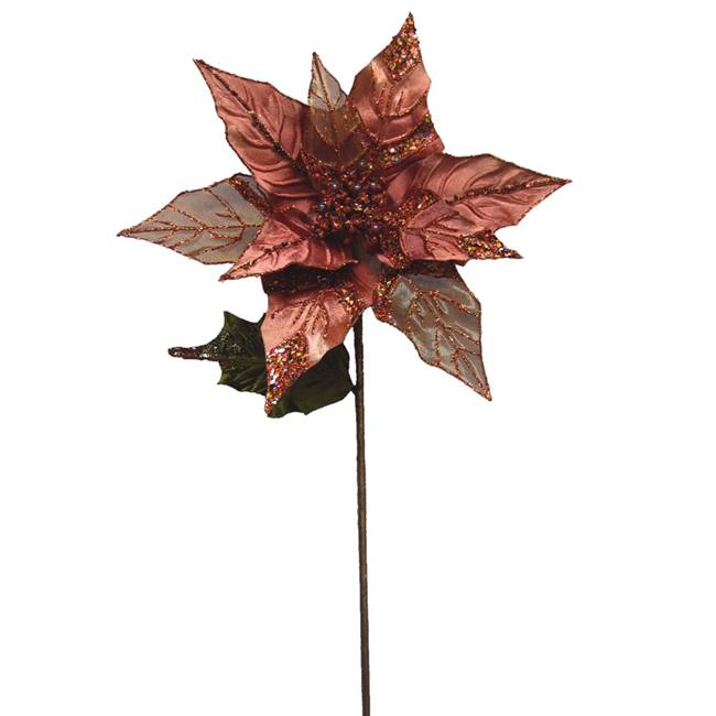 32" Chocolate Glitt Poinsettia 11" Flwr