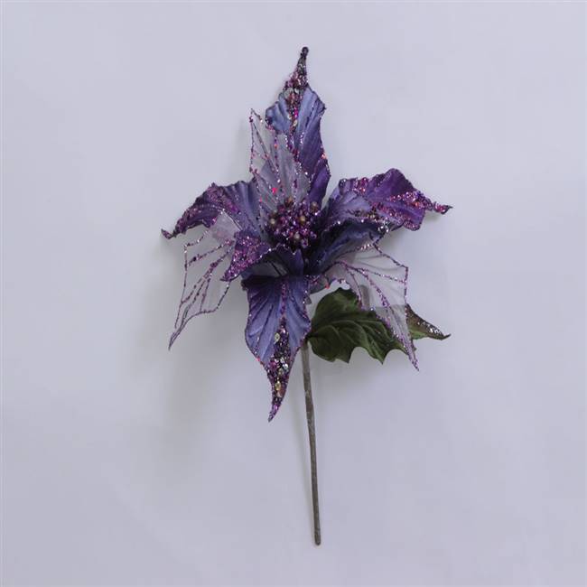 31" Purple Glitter Poinsettia 13" Flwr