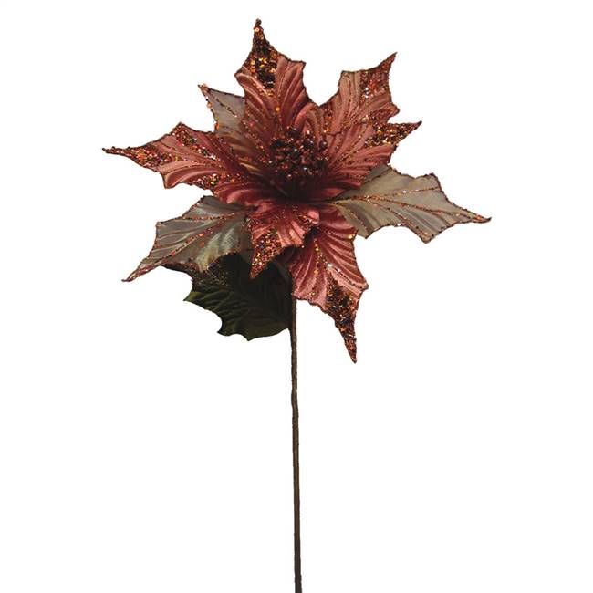 31" Copper Glitter Poinsettia 13" Flower