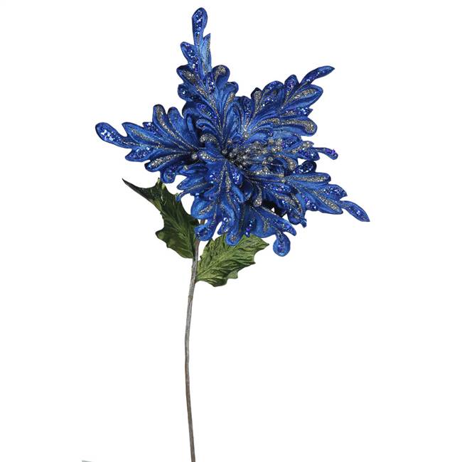 31" Blue Poinsettia, 15" Flower 3/Bag