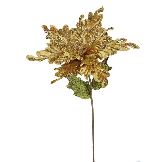 31" Gold Poinsettia, 15" Flower 3/Bag