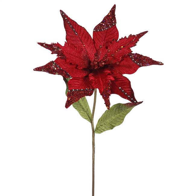 26" Red Poinsettia, 12" Flower 3/Bag
