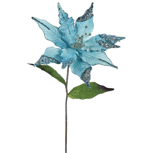 26" Sea Blue Poinsettia, 12" Flower 3/Ba