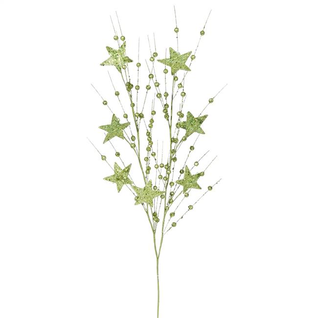 34" Light Green Sparkle Berry Star Spray