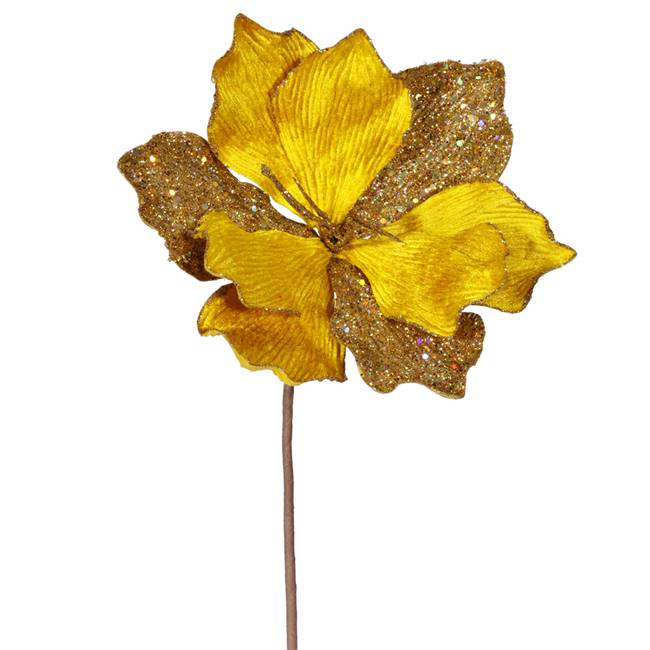 16" Gold Sparkle Amaryllis Pick