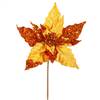 10" Copper Velvet Mica Poinsettia Pick