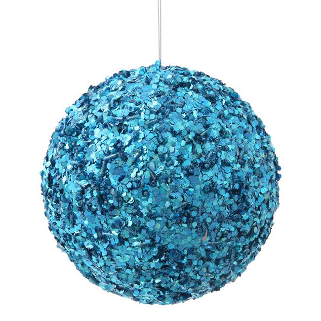 4.75" Turquoise Sparkle Sequin Ball
