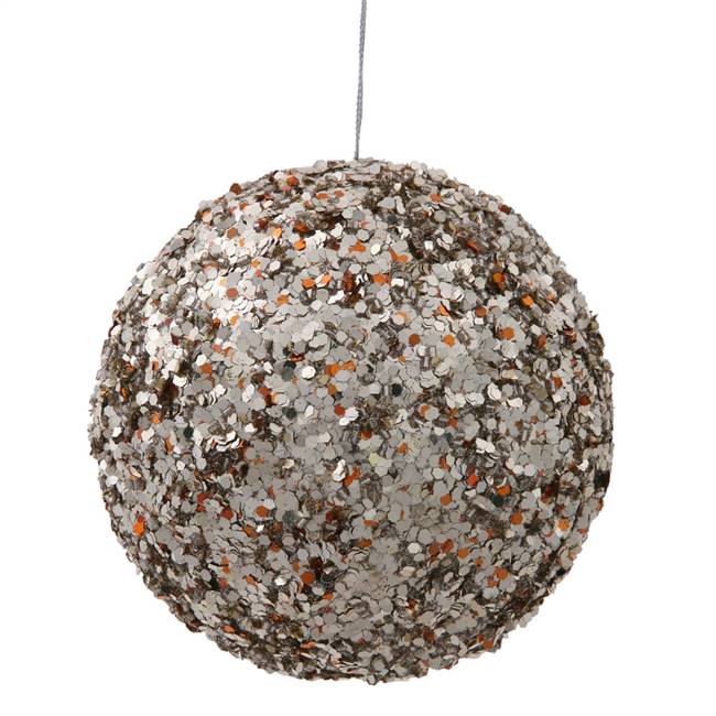 4.75" Choco-Silver Sparkle Sequin Ball
