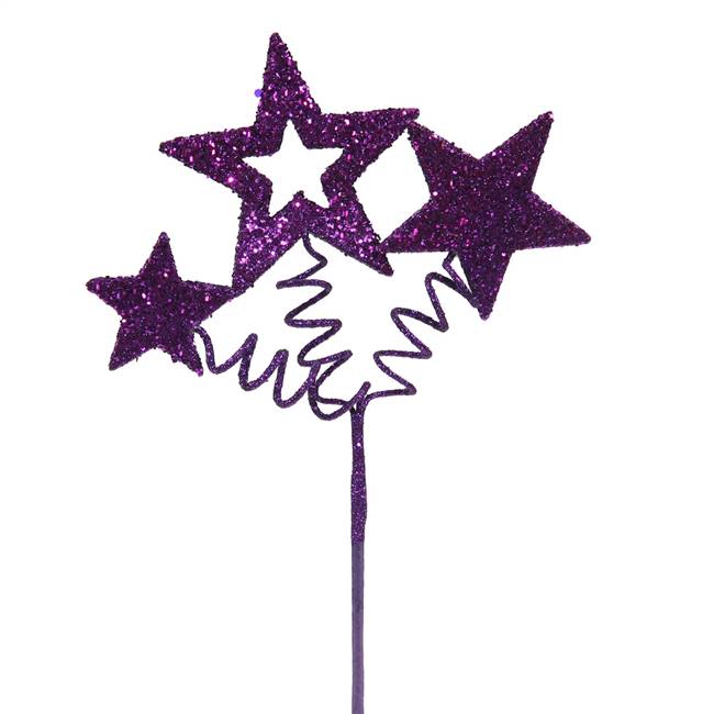 10" Purple Glitter Star Spray