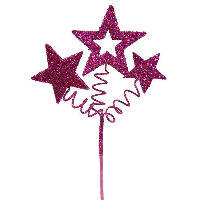 10" Cerise Glitter Star Spray