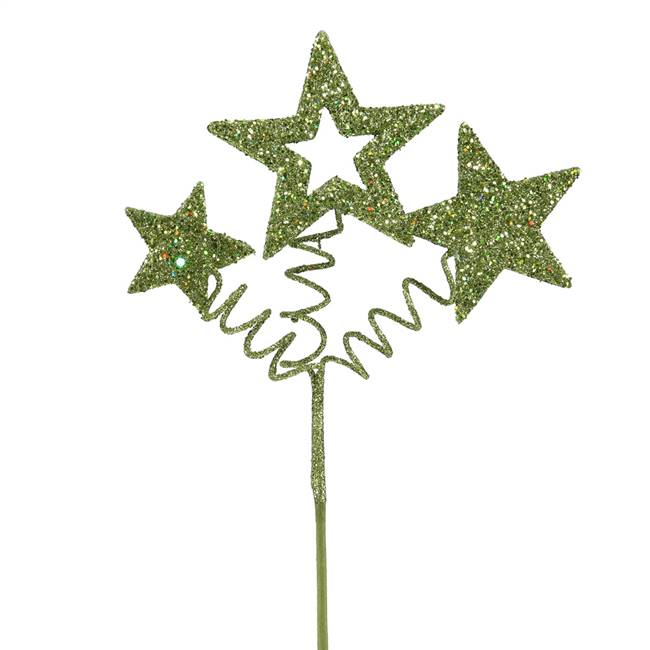 10" Lt Green Glitter Star Spray